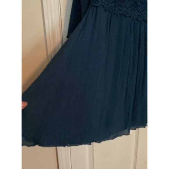 Indigo Soul NWT Bell Sleeve Dress Rich Navy Lace Detail Tunic Medium Lin… - Picture 6 of 8